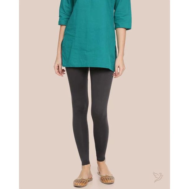 Twin Birds Women Cotton Ankle Legging - Charcoal Grey