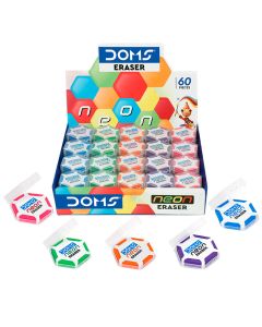DOMS Neon Hex Eraser Pack of 60
