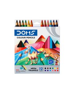 DOMS Mega Triangle Colour Pencils 12 Shades