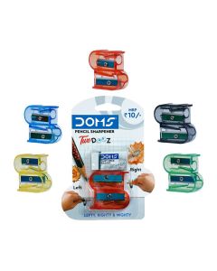DOMS Two Dooz Pencil Sharpeners 1 Sharpener + 1 Eraser (Assorted Colours)