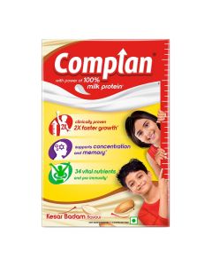 Complan Nutrition Drink Powder for Children, Kesar Badam Flavour, Nutrition drink for kids with protein & 34 vital nutrients - 500g Carton
