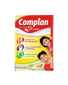 Complan Nutrition Drink Powder for Children, Pista Badam Flavour, Nutrition drink for kids with protein & 34 vital nutrients -  500g Carton