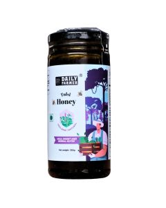 Daily Farmer Tulsi Honey 100% Raw, Pure and Natural, NMR tested, Unprocessed and Un-Pasteurised, Immunity Booster, Sugar- Free - 300g
