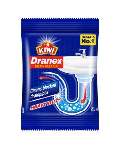 Kiwi Dranex Drain Cleaner Powder ,Removes Clogs, Blockages in Washbasin, Septic Tank, Sinks, Pipes in Just 30 Minutes - 50gm