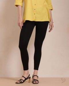 Twin Birds Women Cotton Ankle Legging - Carbon Black