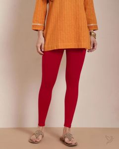 Twin Birds Women Cotton Ankle Legging - Lip Stick