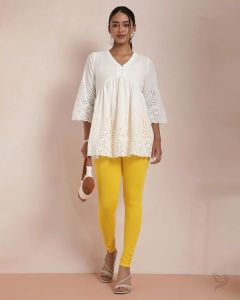 Twin Birds Women Cotton Churidar Legging - Alphonso Squash