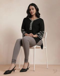 Twin Birds Women Cotton Churidar Legging - Eiffel Tower