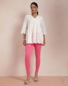 Twin Birds Women Cotton Churidar Legging - Flirty Flamingo