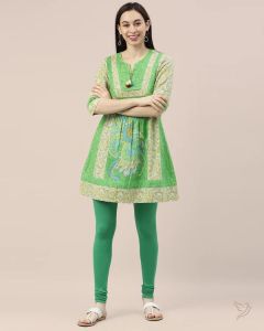 Twin Birds Women Cotton Churidar Legging - Green Grass