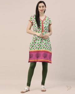 Twin Birds Women Cotton Churidar Legging - Green Tree