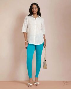 Twin Birds Women Cotton Churidar Legging - Grand Turquoise