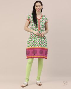 Twin Birds Women Cotton Churidar Legging - Lemonade