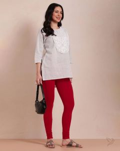 Twin Birds Women Cotton Churidar Legging - Lava Red