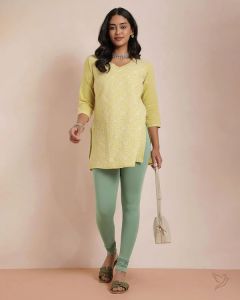 Twin Birds Women Cotton Churidar Legging - Mint Olive