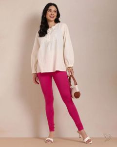 Twin Birds Women Cotton Churidar Legging - Pink Paradise