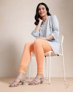Twin Birds Women Cotton Churidar Legging - Pumpkin Puree