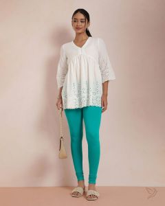 Twin Birds Women Cotton Churidar Legging - Pool Side
