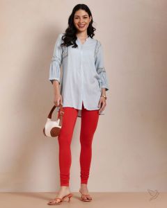 Twin Birds Women Cotton Churidar Legging - Red Chilli