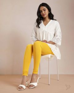 Twin Birds Women Cotton Churidar Legging - Sweet Corn