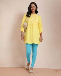 Twin Birds Women Cotton Churidar Legging - Sky Fall