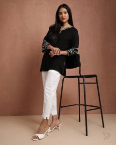 Twin Birds Women Cotton Kurti Pant Pearl White