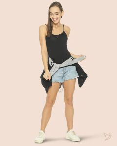 Twin Birds Women Cami with Adjuster Slip Carbon Black