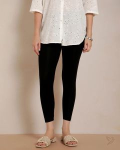 Twin Birds Women Viscose 7/8 High Ankle/Cropped Leggings - Black Plus