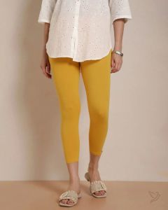 Twin Birds Women Viscose 7/8 High Ankle/Cropped Leggings - Candle Light