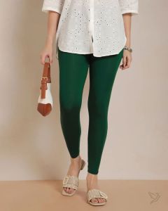 Women Viscose 7/8 High Ankle/Cropped Leggings - Green