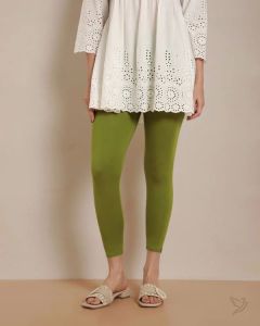 Twin Birds Women Viscose 7/8 High Ankle/Cropped Leggings - Olive Green