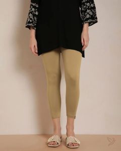Twin Birds Women Viscose 7/8 High Ankle/Cropped Leggings - Sand Storm