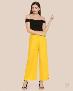 Twin Birds Women Wide Leg Palazzo Sweet Corn