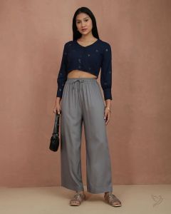 Twin Birds Women Wide Leg Palazzo Anthrazite Grey