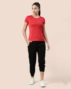 Twin Birds Women Active Wear T Shirt Red