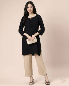 Twin Birds Women Viscose Kurti Pant Butter Scotch