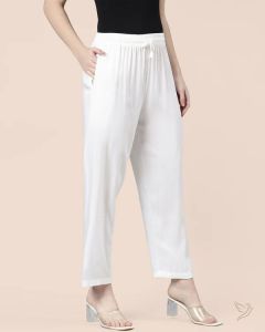 Twin Birds Women Viscose Kurti Pant Off White