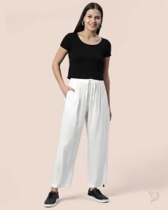 Twin Birds Women Viscose Kurti Pant White