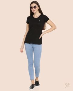 Twin Birds Women Slim Fit T Shirt Carbon Black