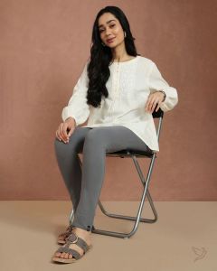 Twin Birds Women Sleek Kurti Pant Anthrazite Grey