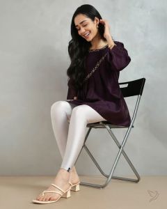 Twin Birds Women Shimmer Legging Silver Coin