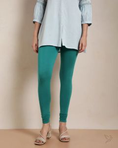 Twin Birds Women Viscose Churidar Legging - Lapis Green