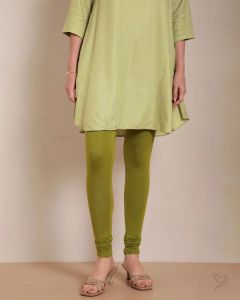Twin Birds Women Viscose Churidar Legging - Olive Green