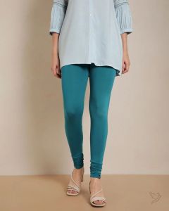 Twin Birds Women Viscose Churidar Legging - Pagoda Blue