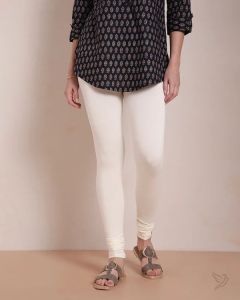 Twin Birds Women Viscose Churidar Legging - Vanilla