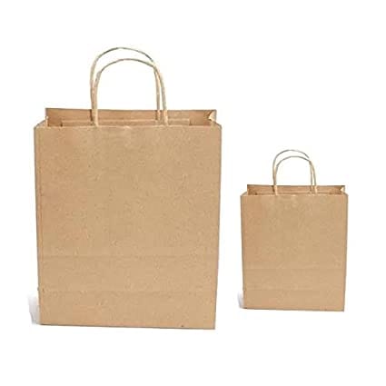GRACE Paper Bags By Paper Rope Handle Bags Brown, 150 Gsm - 25 x 10 x 35 cm, Pack of 100