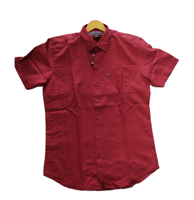 Men Half Sleeve Casual Maroon