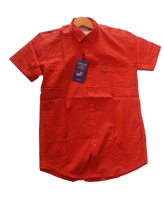Men Half Sleeve Casual Orange