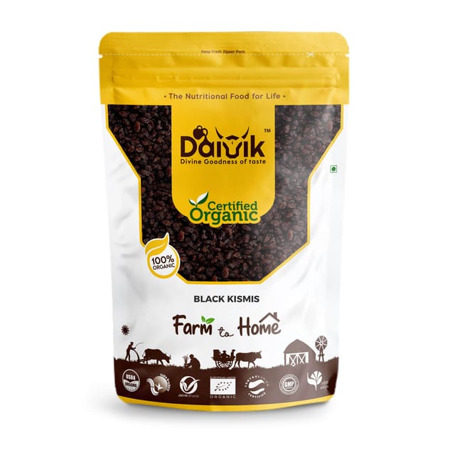 DAIVIK Organic Black Kismis/Raisins/Dried Grapes