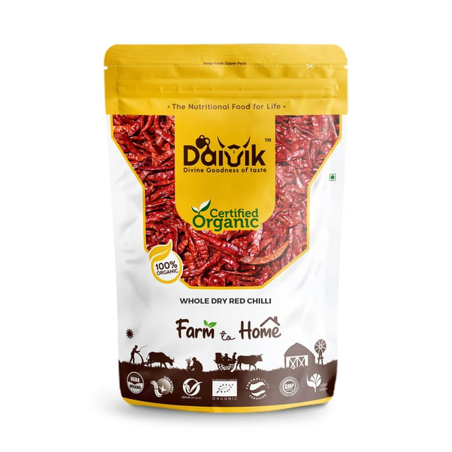 DAIVIK Organic Whole Dry Red Chilli/Vara Milagai